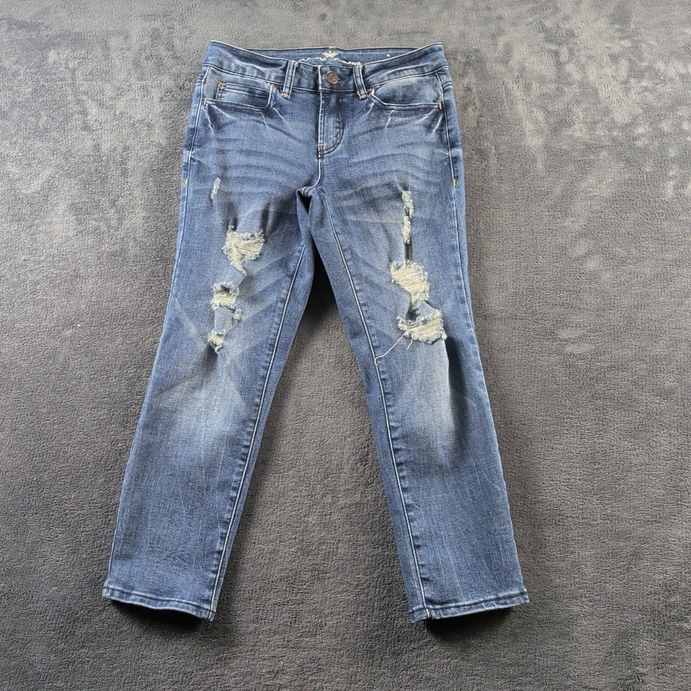 Almost Famous Jeans Juniors 11 Blue Mid Rise Distressed Skinny